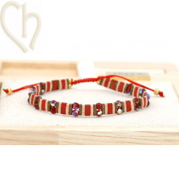 Special Edition Armbandje met Miyuki kralen Tila en Crystals Charl'stone Rood