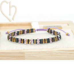 Special Edition Kit bracelet with Miyuki Tila and Cristals Charl'stone Purple Black
