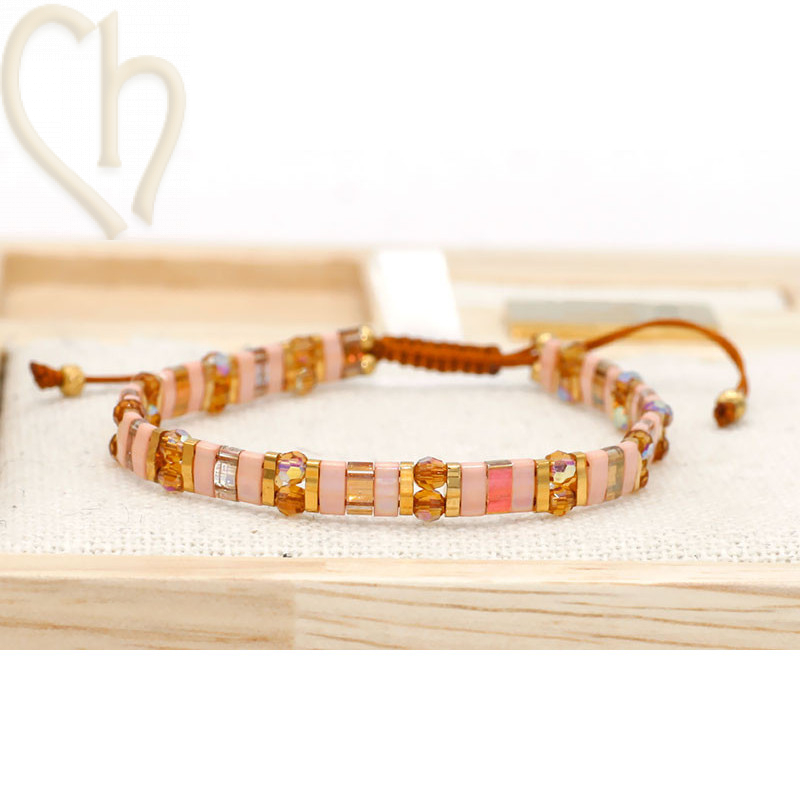 Special Edition Kit bracelet avec Miyuki perles Tila et Cristals Charl'stone Orange Pink