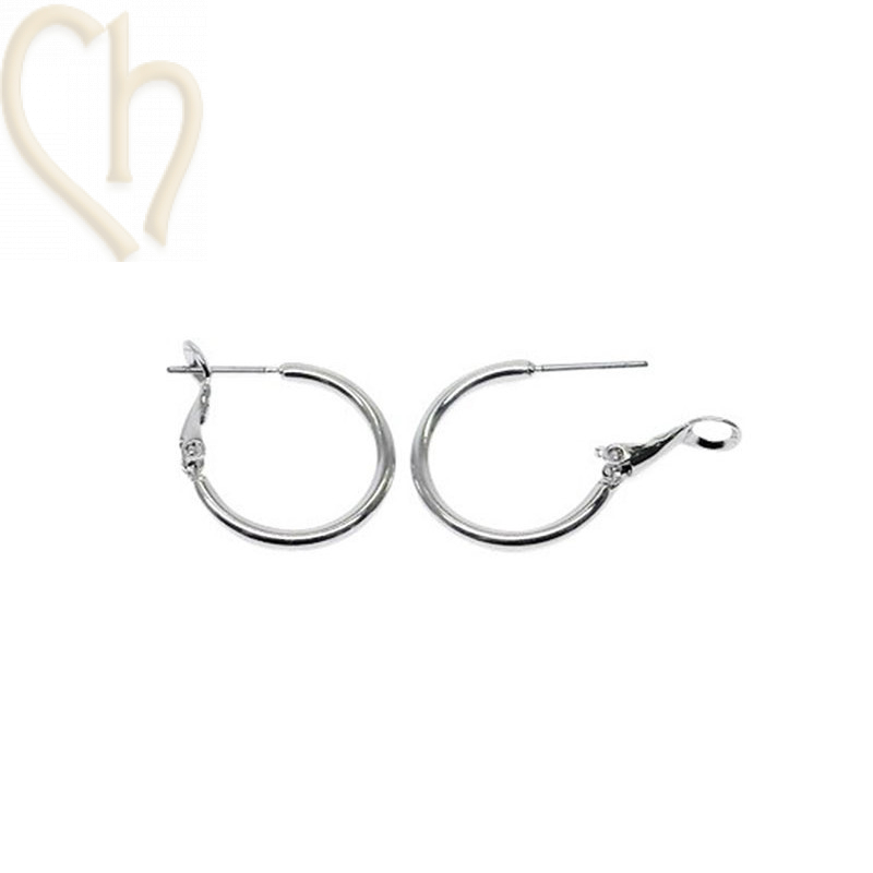 Hoops Earrings round 20mm Rhodium