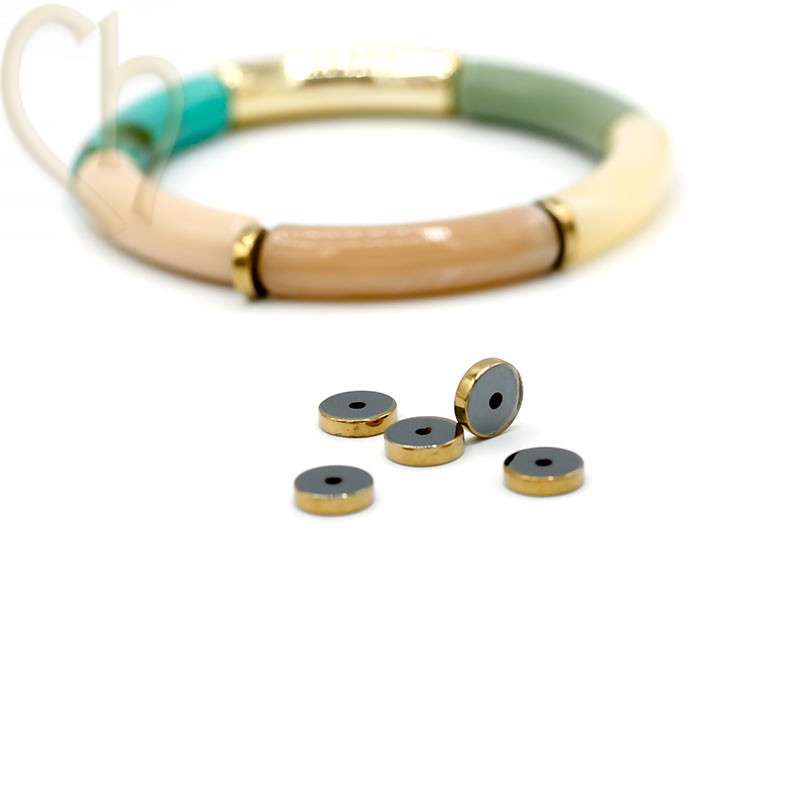 Hematite Ronde intercallaire 8*2mm Gold Color