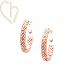 Kit DIY boules d'oreilles créoles 30mm Rose Pastel