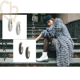 Kit DIY boules d'oreilles créoles 30mm Noir Argent