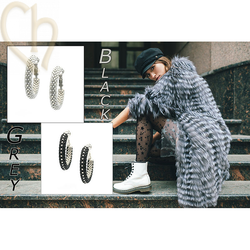 Kit DIY boules d'oreilles créoles 30mm Noir Argent