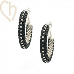 Kit DIY hoop earrings creoles 30mm Black Silver