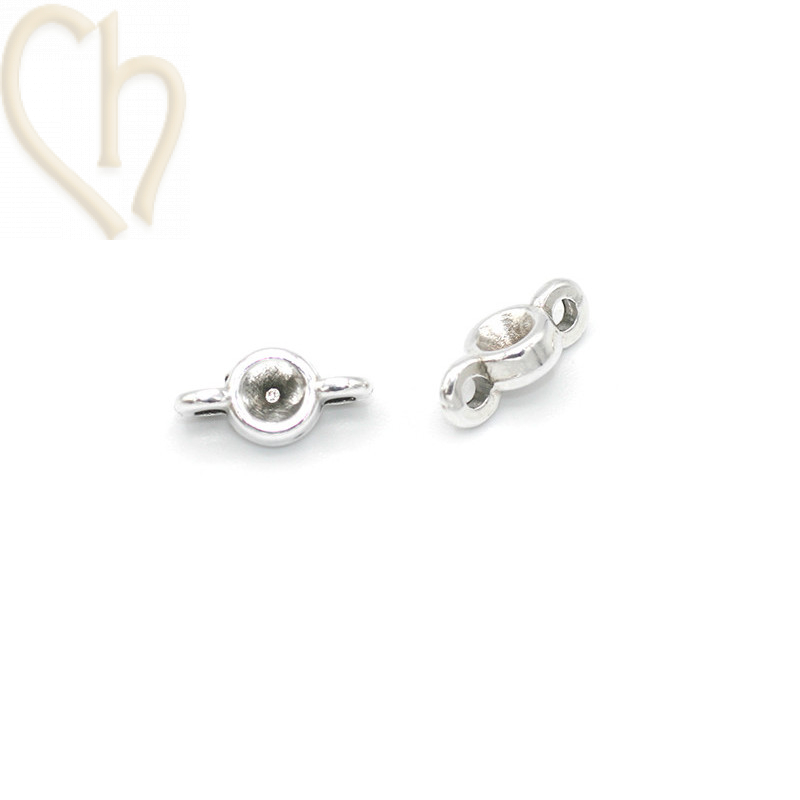 Intercalaire rond 5mm Silver Plated avec setting pour strass PP24