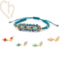Kit de bracelet macramé avec intercallaire emaillé et strass PP24 Turquoise