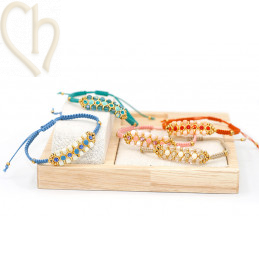 Kit bracelet macramé with enamel connectors and PP24 strass Pink
