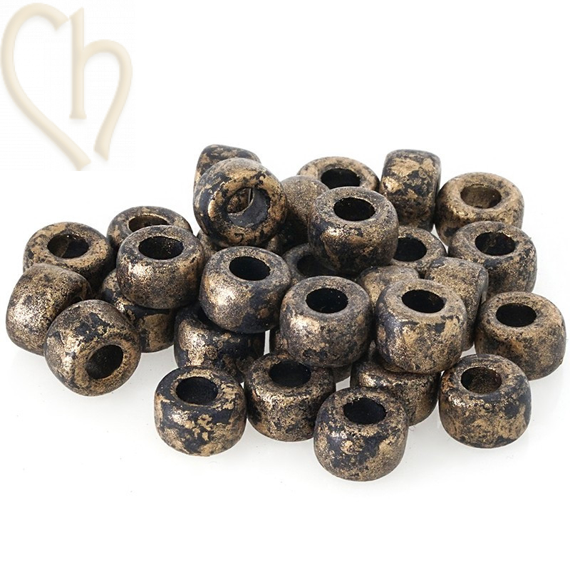 Perle Tube Céramique 9*5mm Noir Gold