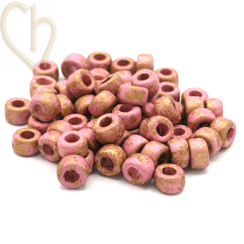 Keramiek tube kraal 9*5mm Light Roze Gold