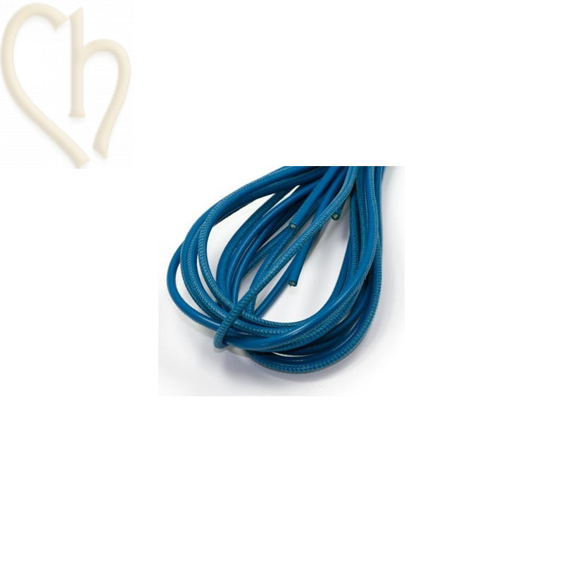 Leather round 4mm Bermuda Blue