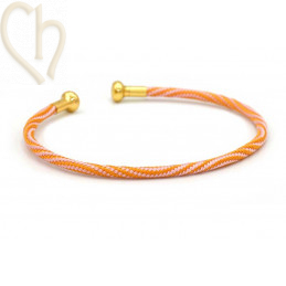 Bracelet stainless steel and Cord with screwable end - Orange and Gold