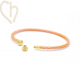 Bracelet stainless steel and Cord with screwable end - Orange and Gold