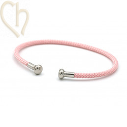 Bracelet stainless steel and Cord with screwable end - Rose and Rhodium