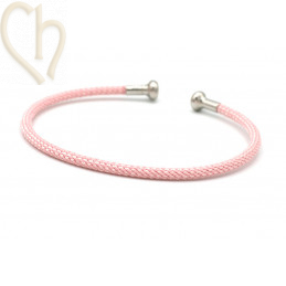 Bracelet stainless steel and Cord with screwable end - Rose and Rhodium