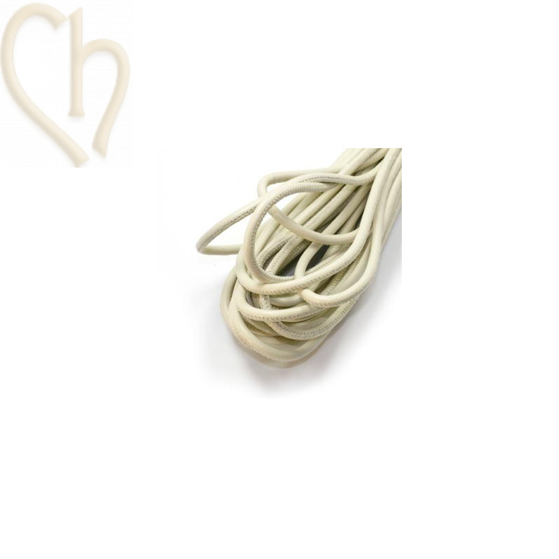 Leather round 4mm Creme