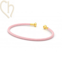 Bracelet stainless steel and Cord with screwable end - Rose and Gold