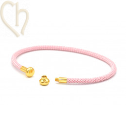 Armbandje edelstaal met Cord en afdraaiend eindstukje - Rose en Gold
