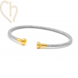 Bracelet stainless steel and Cord with screwable end - Grey Gold Plated