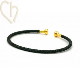 Bracelet stainless steel and Cord with screwable end - Black Gold Plated