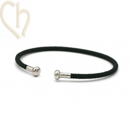 Bracelet stainless steel and Cord with screwable end - Black Rhodium