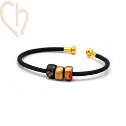 Bracelet stainless steel and Cord with screwable end - Black Gold Plated
