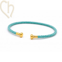 Bracelet stainless steel and Cord with screwable end - Turquoise Gold Plated