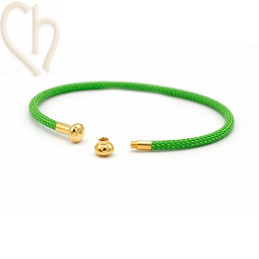 Bracelet stainless steel and Cord with screwable end - Green Gold Plated