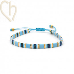 Kit bracelet avec Miyuki perles Tila Cyan Gold Matte