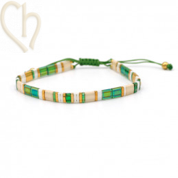 Kit bracelet with Miyuki Tila Caramel Green