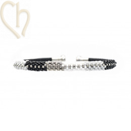 Schema Grille armband Jonc Black Silver Mix