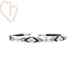 Schema Grille bracelet Jonc Black Silver Mix