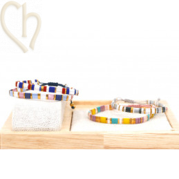 Armbandje met Miyuki kralen Tila Gun Gold White