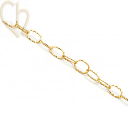 Chaine acier maille 6*9mm ronde striée - plaqué or
