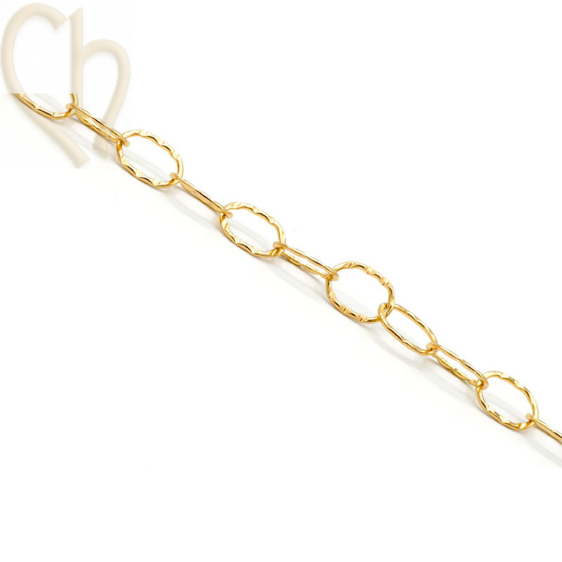 Stainless Steel chain 6*9mm round marbled - gold plated