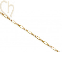 Edelstaal RVS ketting 3*7mm trombone ovaal - gold plated