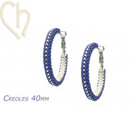 Kit DIY hoop earrings creoles 40mm Navy Silver