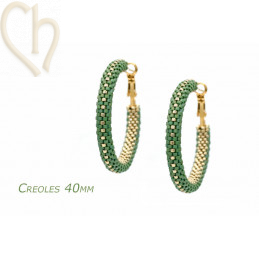Kit DIY boules d'oreilles créoles 40mm Vert Doré
