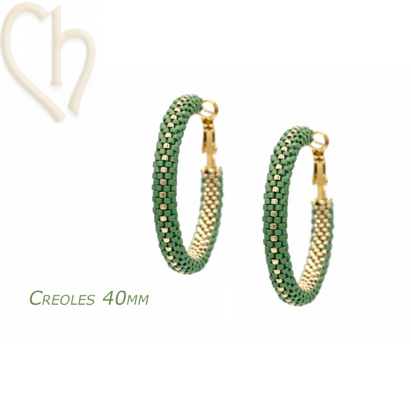 Kit DIY boules d'oreilles créoles 40mm Vert Doré