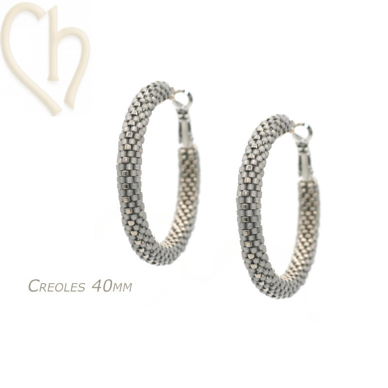 Kit DIY boules d'oreilles créoles 40mm Grey Shades