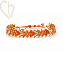 Bracelet macramé and Brickstitch with Miyuki Delica Orange Gold