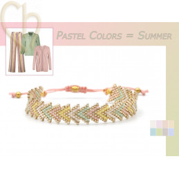 Bracelet macramé et Brickstitch avec Miyuki Delica en Pastel