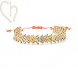 Armbandje macramé en Brickstitch met Miyuki Delica Pastel