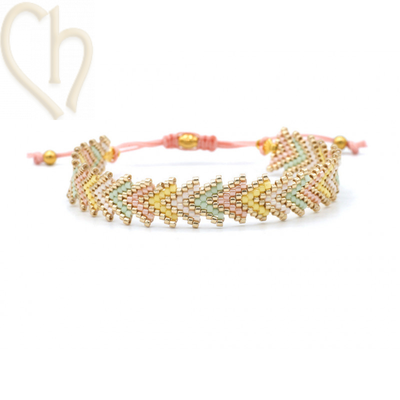 Armbandje macramé en Brickstitch met Miyuki Delica Pastel