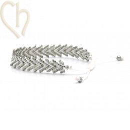 Armbandje macramé en Brickstitch met Miyuki Delica Grey