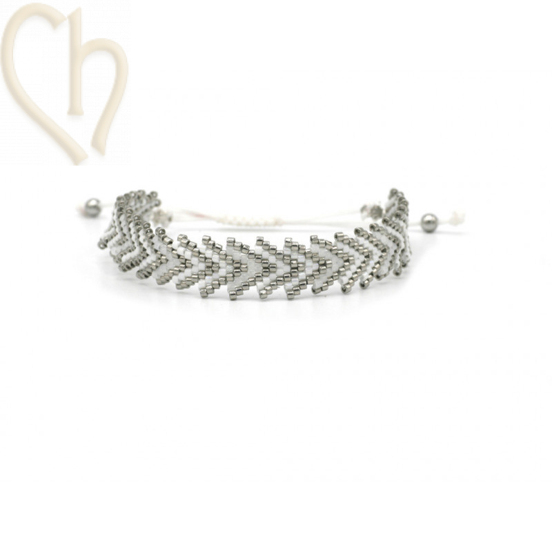 Bracelet macramé and Brickstitch with Miyuki Delica Grey