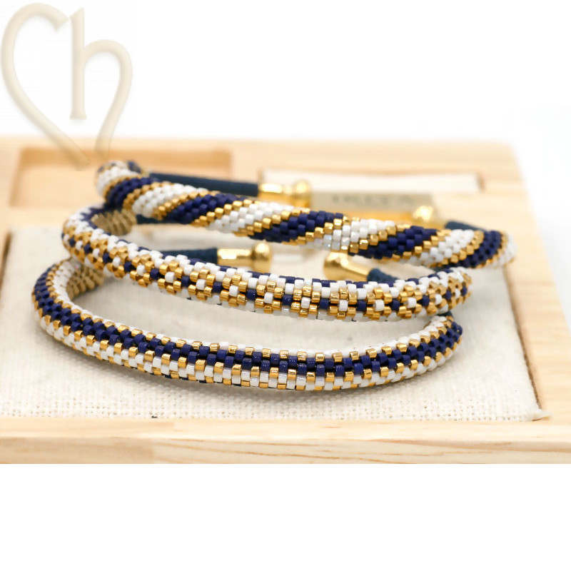 Pattern Bracelet Bangle India Blue Gold