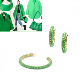 Kit DIY van oorbellen creolen 20mm / armband Green Pastel