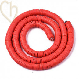 Heishi rondellen 6mm Rood String 40 cm