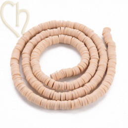 Heishi rondellen 4mm Beige String 40 cm.